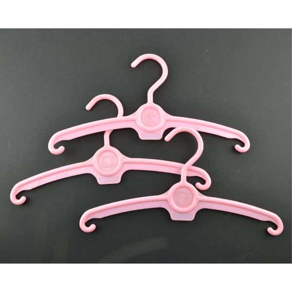 Lot of 9 Vintage Plastic Child's Kids Baby Clothes Closet Hangers Animals  Pink