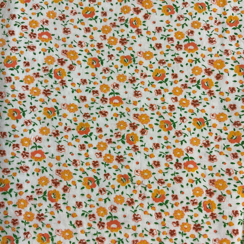 1980's Vintage Red Floral Big Print Orange Grey and Green Summer Light Summer Cotton Fabric Tropical vibe 3 yards 20