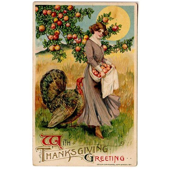 Postcard Thanksgiving Day Festival Christmas Small Cards Cartoon