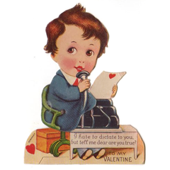 Vintage Valentines Day Card Lot (3) Mail Man Die Cut Postman Mailbox Teacher