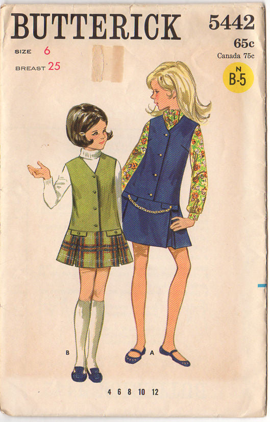 Butterick 2269 Toddler Girls' Sportswear Seperates Vintage Sewing