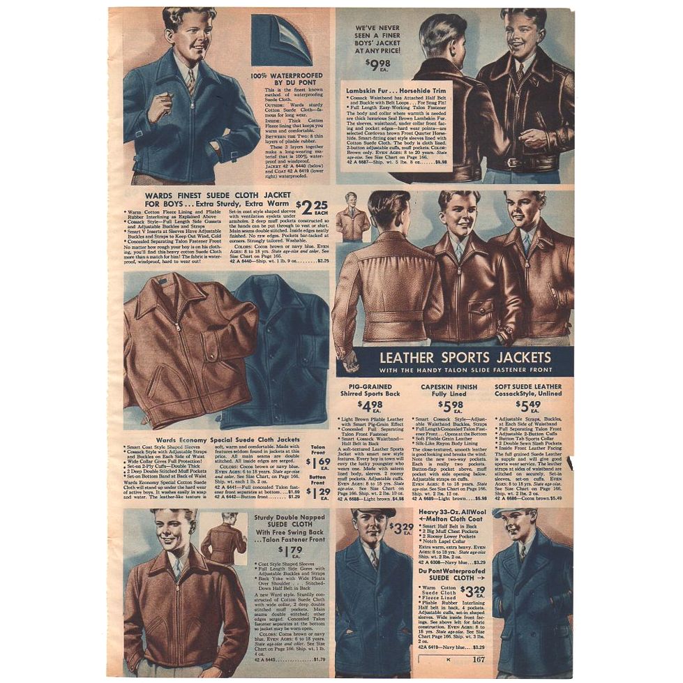 Vintage 1936 Mens Leather Sports Jackets Catalog Page Print Ad