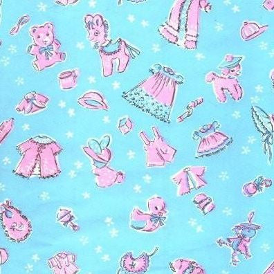 Newborn Baby Retro Wrapping Paper Baby Shower Style Cotton Quilt Fabric NT95
