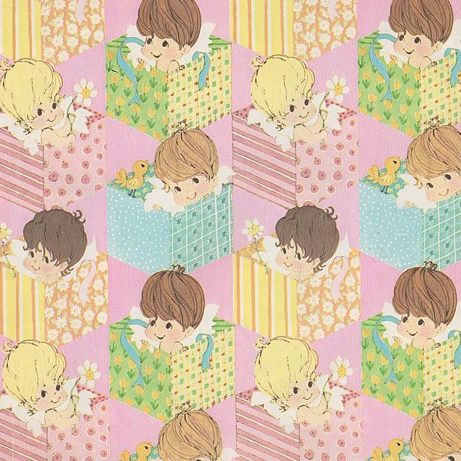 Vintage Gift Wrapping Paper Baby Shower Gift Bundled up