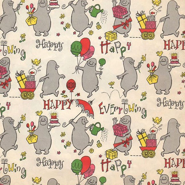 Vintage Baby Wrapping Paper Sheet Ducks and Rabbits