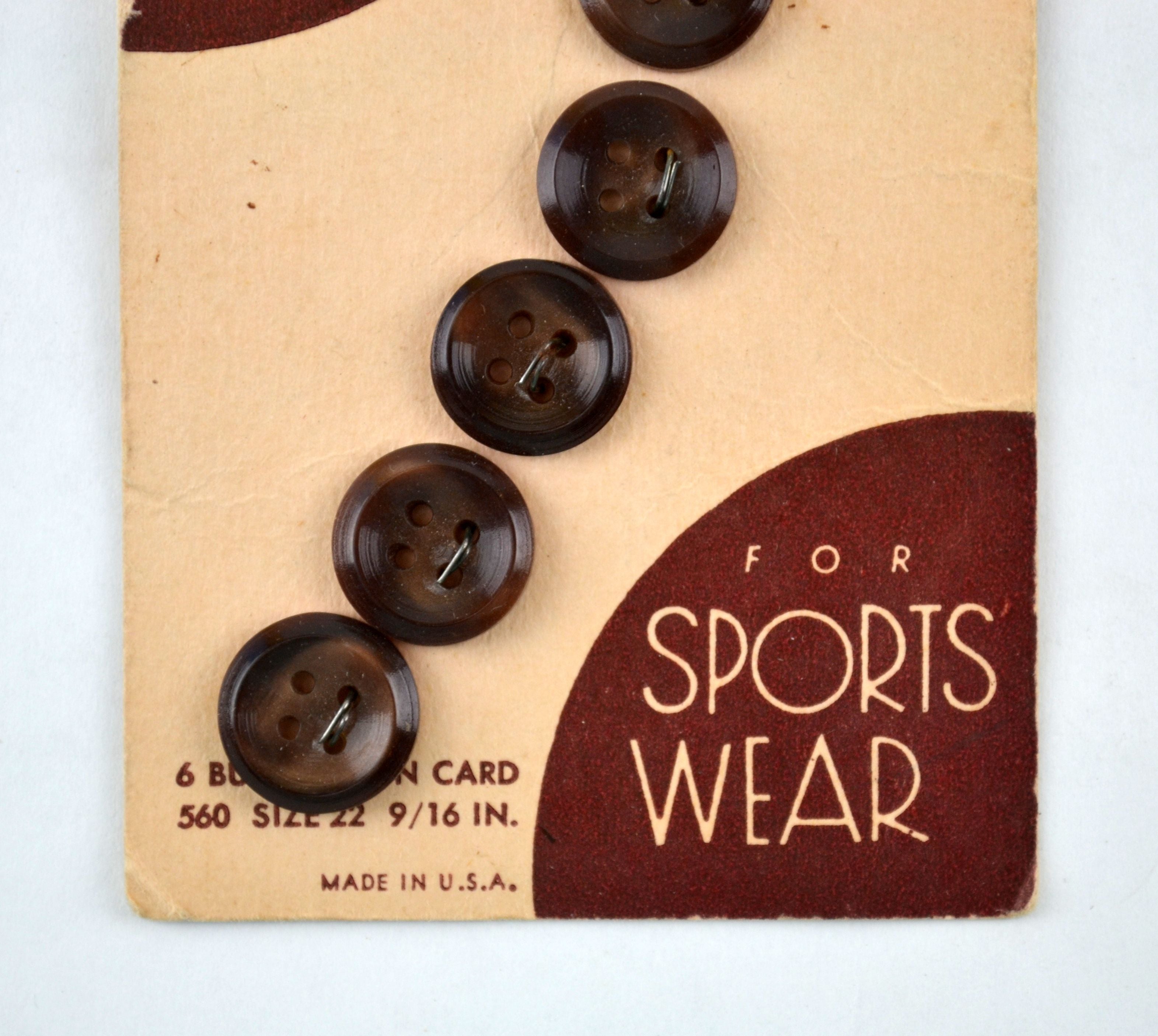 Vintage Brown Leather Buttons - Set of 32