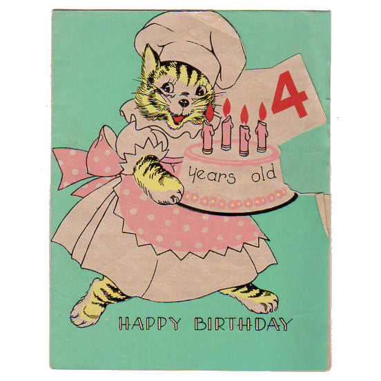 vintage happy birthday cat