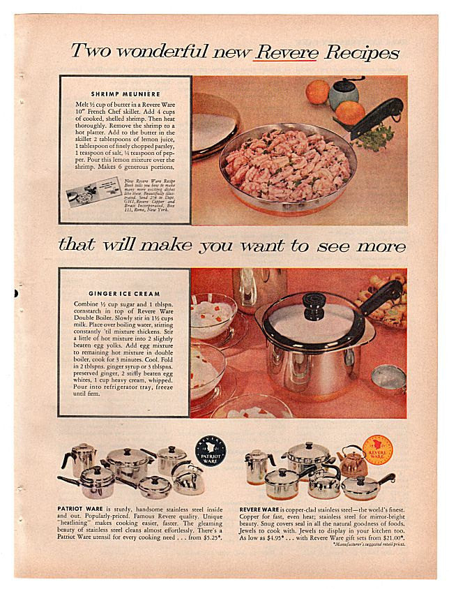 Vintage Revere Ware Copper Bottom Pots & Pans, Revere Ware Copper Clad Cook Pot  Set of Pots and Pans 
